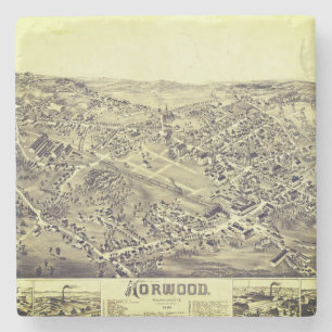 Norwood, MA historische kaart 1882 Stenen Onderzetter