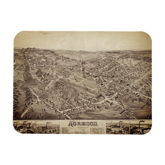 Norwood, MA Map 1882 Magneet (Horizontaal)