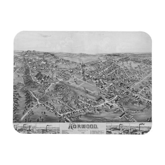 Norwood, MA Map 1882 Magneet (Horizontaal)