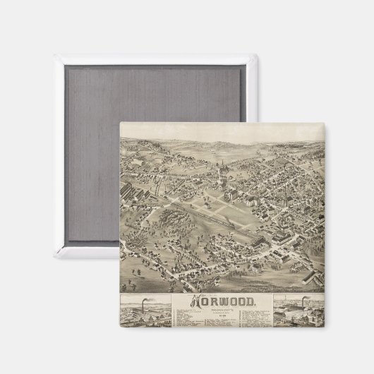 Norwood, MA Map 1882 Magneet (Voorkant / Achterkant)