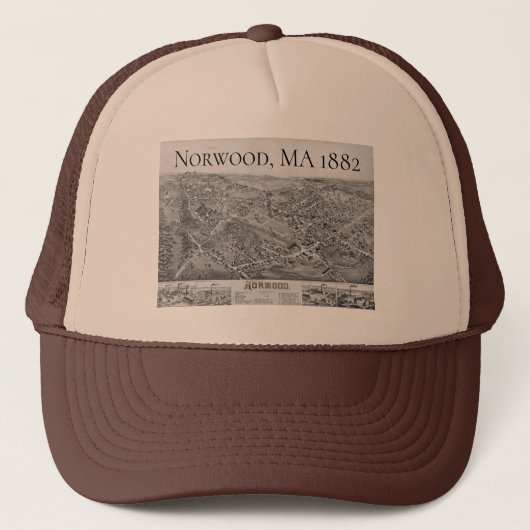 Norwood, MA Map 1882 Trucker Pet (Voorkant)