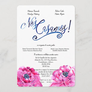 NOS CASAMOS Waterverf SPAANSE WEDDIN INVITATIE Kaart