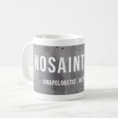 NoSaintWear Identiteit Koffiemok (Voorkant links)