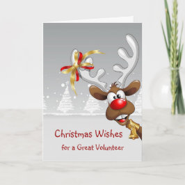 Nose Humor Reindeer, Snowflakes Volunteer Holiday Feestdagen Kaart