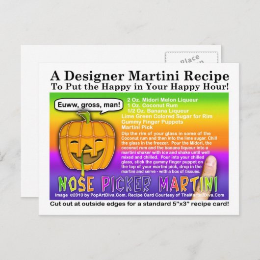 Nose Picker Halloween Martini Recipe Briefkaart (Voorkant / Achterkant)