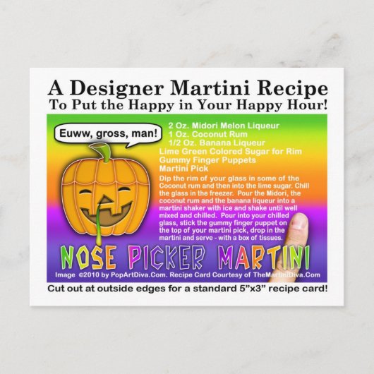 Nose Picker Halloween Martini Recipe Briefkaart (Voorkant)