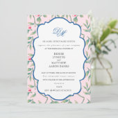 Nosegay Pink Rehearsal Dinner Kaart (Staand voorkant)