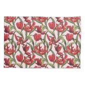 Nosegay Roze achtergrond met rode tulpen Kussensloop (Achterkant)