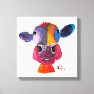 Nosey Cow 'LouLou' van Shirley MacArthur Canvas Afdruk