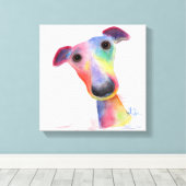 Nosey Dog 'Hank' Whippet / Greyhound Canvas Print (Insitu (Houten vloer))
