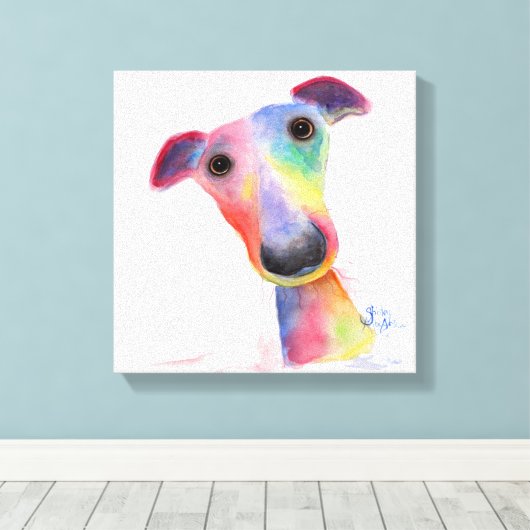Nosey Dog 'Hank' Whippet / Greyhound Canvas Print (Insitu (Houten vloer))