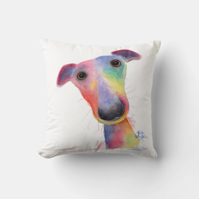 Nosey Dog 'Hank' Whippet / Greyhound Cushion Kussen (Voorkant)