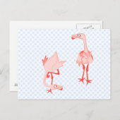 Nosey flamingo briefkaart (Voorkant / Achterkant)
