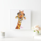 Nosey Giraffe ' Jo ' door Shirley MacArthur Vierkante Klok (Huis)
