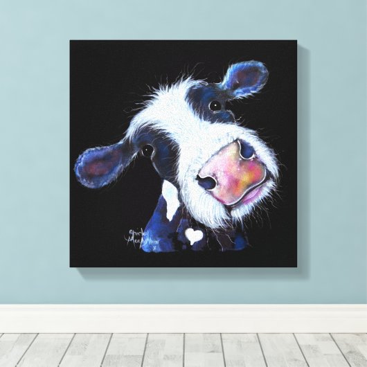 NoSeY Koe ' BeRTHa BeeTRooT ' DOOR SHiRLeY MacARTH Canvas Afdruk (Insitu (Houten vloer))
