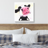 Nosey Koe ' Betty Blueberry ' door Shirley MacArth Canvas Afdruk (Insitu (Slaapkamer))