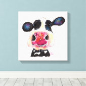 NoSeY Koe ' BuBBLeS ' door SHiRLeY MacARTHuR Canvas Afdruk (Insitu (Houten vloer))