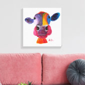 Nosey Koe 'LouLou' van Shirley MacArthur Canvas Afdruk (Insitu (Woonkamer))