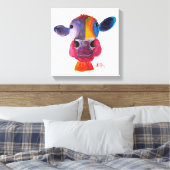 Nosey Koe 'LouLou' van Shirley MacArthur Canvas Afdruk (Insitu (Slaapkamer))