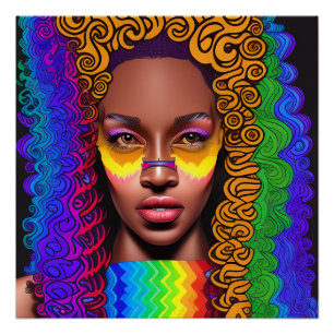 Nosey Queen Rainbow Schattige Haar Zwart Melanine  Perfect Poster