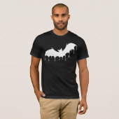 Nosferatu Geïnspireerd Wit op Black Bat Typografie T-shirt (Voorkant volledig)