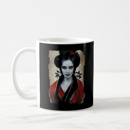 Nosferatu Geisha | Portret van een ampier Koffiemok (Links)