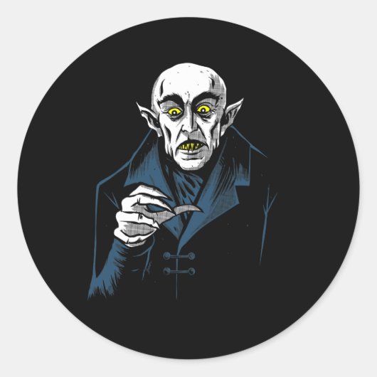 Nosferatu Halloween Vampier Horror Dracula Ronde Sticker (Voorkant)