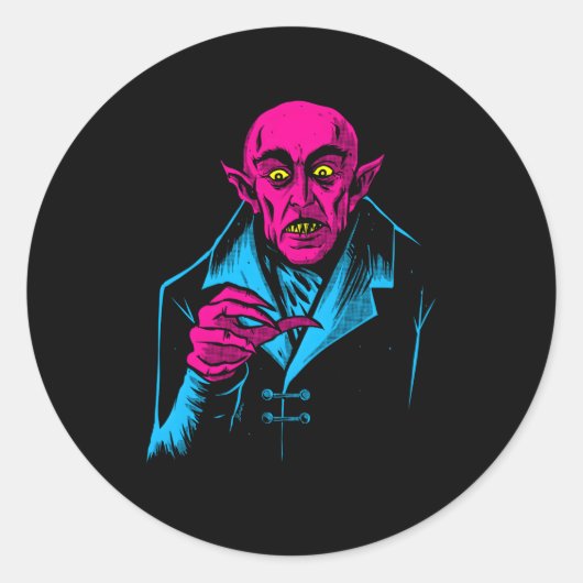 Nosferatu Halloween Vampier Horror Dracula Ronde Sticker (Voorkant)