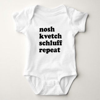 Nosh Kvetch Schluff herhaal unisex Jiddisch Romper