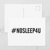 #NOSLEEP4U. Grappig baby briefkaart, nieuwe mama e Briefkaart (Voorkant / Achterkant)