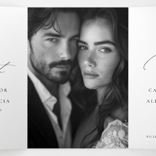 Nosso Casamento English Portuguese Wedding Drieluik Uitnodiging (Binnenkant midden)