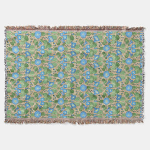 Nostalge Blue Morning Glory Throw Blanket Deken