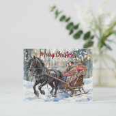 Nostalgia Friesian Sleigh Ride Christmas Feestdagenkaart (Staand voorkant)