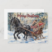 Nostalgia Friesian Sleigh Ride Christmas Feestdagenkaart (Voorkant / Achterkant)