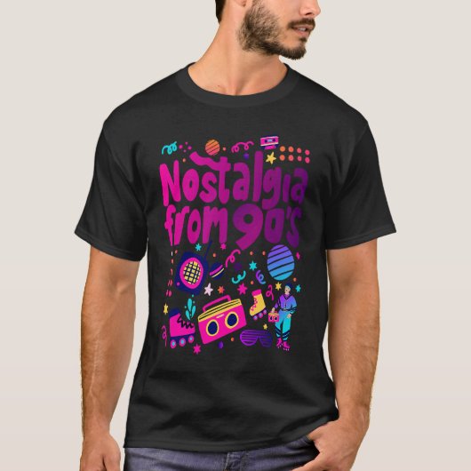 Nostalgia From 90's Cool 90's Outfit Illustration  T-shirt (Voorkant)