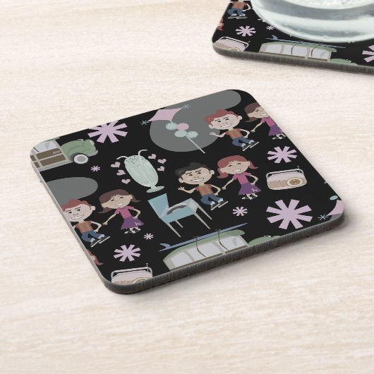 Nostalgia Illustration Pattern van de Nostalgie va Drankjes Onderzetter (Linkerzijde)