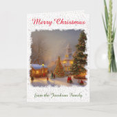 Nostalgia Merry kerstbomen Village Square Feestdagen Kaart (Voorkant)