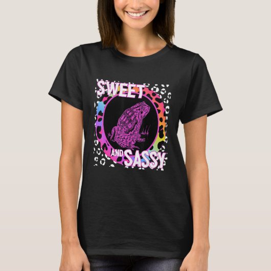 Nostalgia Rainbow Leopard Print Trop van Cute Frog T-shirt (Voorkant)