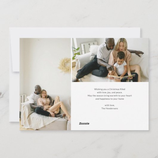 Nostalgia Retro Christmas Red Striped 7 Photo Feestdagenkaart (Achterkant)