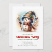 Nostalgic cartoon snowman invite festive printable kaart (Voorkant)
