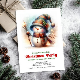 Nostalgic cartoon snowman invite festive printable kaart