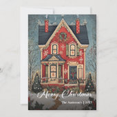 Nostalgic Christmas House Digital Holiday Card Feestdagenkaart (Voorkant)