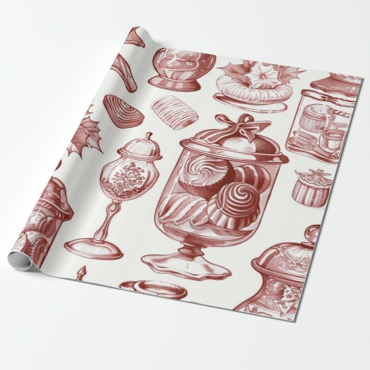 Nostalgic Christmas Red Cadeaupapier (Uitgerold)