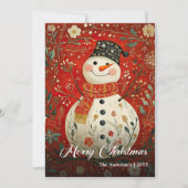 Nostalgic Christmas Snowman Holiday Printable Card Feestdagenkaart (Voorkant)