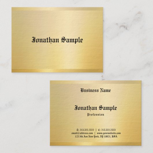 Nostalgic Classic Look Oude Stijl Tekst Goud  Visitekaartje (Voorkant / Achterkant)