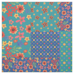 Nostalgic Faux Patchwork Pattern Fabric Stof