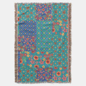 Nostalgic Faux Patchwork Pattern Throw Blanket Deken (Voorkant Verticaal)