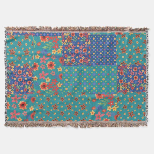 Nostalgic Faux Patchwork Pattern Throw Blanket Deken (Voorkant)