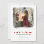 Nostalgic girl awaits Santa digital Christmas  Kaart (Voorkant)