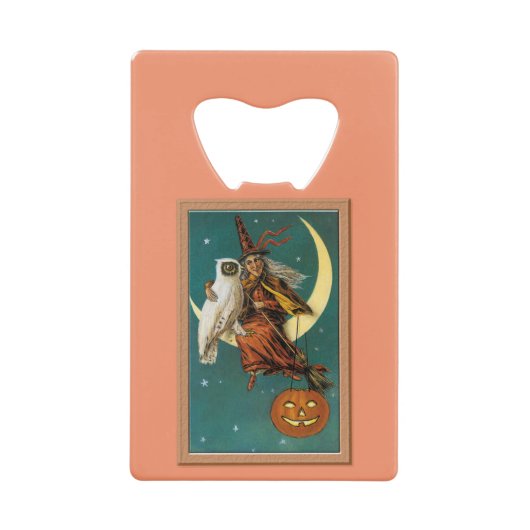 Nostalgic Happy Halloween Witch & Owl Creditkaart Flessenopener (Voorkant)
